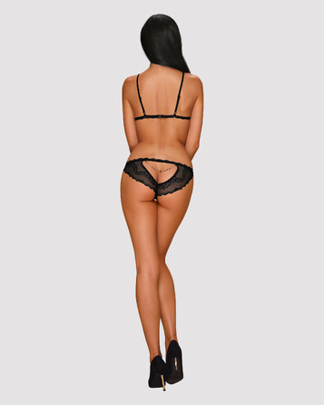 Сексуальный комплект с открытыми сосками Obsessive Millagro 2-pcs set black S/M