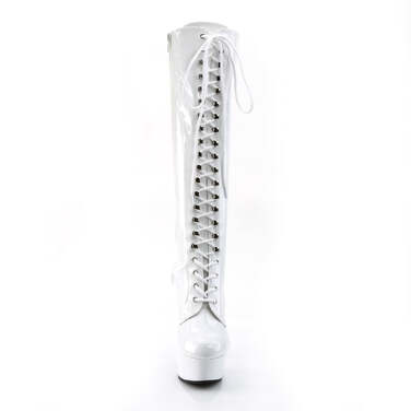 Чоботи Delight-2023 на підборах 6 дюймів, еластичні ботильйони до коліна 1 3/4 дюйма, блискавка збоку, білі