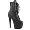 Ботинки Pleaser Adore-1020PK, каблук 7 дюймов, 2 3/4 дюйма, шнуровка спереди, боковая молния, чёрная искусственная кожа/чёрный