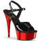 Босоніжки Pleaser Delight-609 на підборах 6 дюймів, босоніжки з ремінцем на щиколотці 1 3/4 дюйма, чорні/червоні