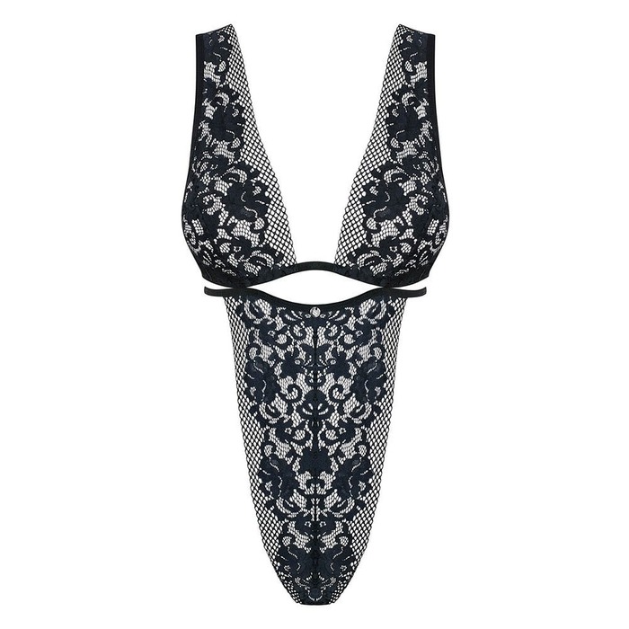 Кружевное боди Obsessive Figurea, черный, S/M