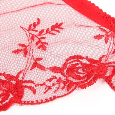 Червоний сексуальний мережива з вишивкою пояс для панчіх Star Night і трусики, XL (без коробки)