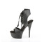 Босоножки Pleaser Captiva-600-14, каблук 6 дюймов, босоножкии с PF-застежкой спереди 1 3/4 дюйма, с RS на пятке, чёрная искусственная кожа