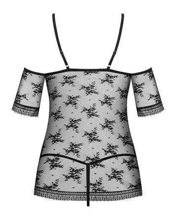 Бебидолл с цветочным узором, стринги в комплекте Obsessive Jennifairy черный, S/M