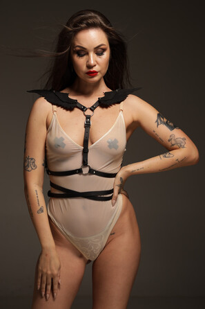 Портупея з крилами Candy Hero 'модель Black Angel 2', екошкіра, ручна робота, чорний