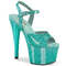 Босоніжки Pleaser Adore-709GP на підборах 7 дюймів, з ремінцем на щиколотці 2 3/4 дюйма, сині