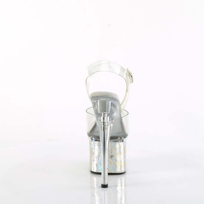 Босоножки Esteem-708CK, каблук 7 дюймов, ремешок на щиколотке 3 дюйма, прозрачный/серебристый
