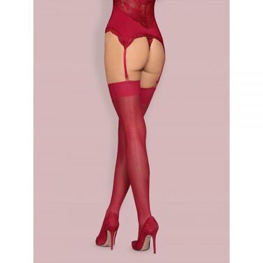 Чулки Obsessive S800 stockings ruby S/M