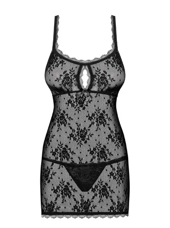 Сорочка Obsessive Behindy с открытыми ягодицами, черная, S/M