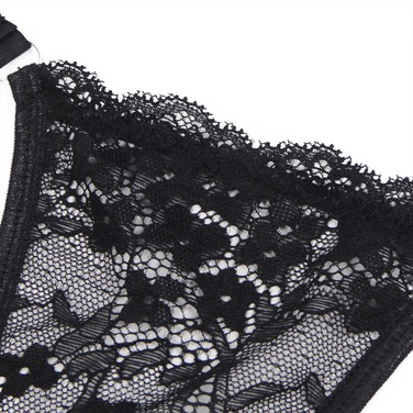 Мереживні стрінги Star Night з декором стразами Love ,чорні, S