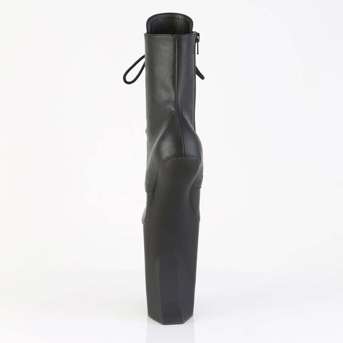 Ботинки Bewitched-1020, без каблука высотой 9 дюймов, с 4-дюймовым PF-замком, шнуровкой спереди, внутренней молнией, чёрная искусственная кожа/чёрный матовый цвет