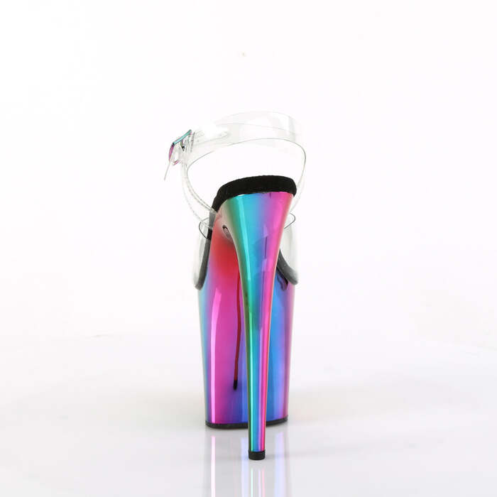 Босоножки Flamingo-808RC. Каблук 8 дюймов, хромированный ремешок на щиколотке шириной 4 дюйма. Цвет: прозрачный/разноцветный.
