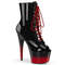 Ботинки Pleaser Adore-1021BR-H *Каблук 7 дюймов, 2 3/4 дюйма, открытый носок, шнуровка, боковая молния, черно-красный