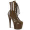 Ботильоны Pleaser Adore-1020, каблук 7 дюймов, высота ботинок 6 см, шнуровка спереди 6 см, молния сбоку, коричневые