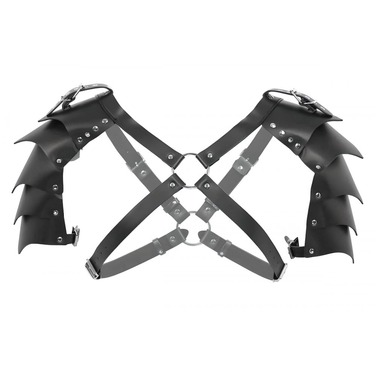 Мужская портупея с объемными плечами , экокожа, черная, One Size