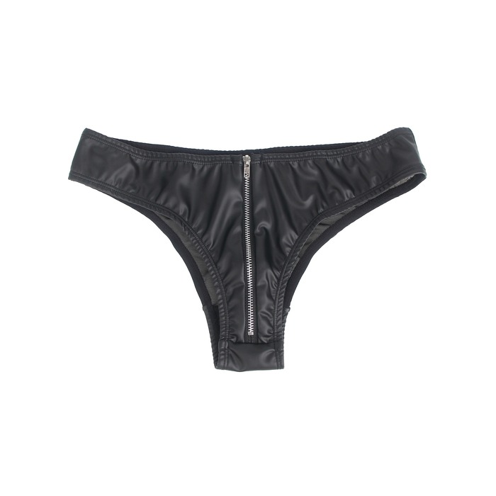 Труси на блискавці StarNight з екошкіри, чорні, S