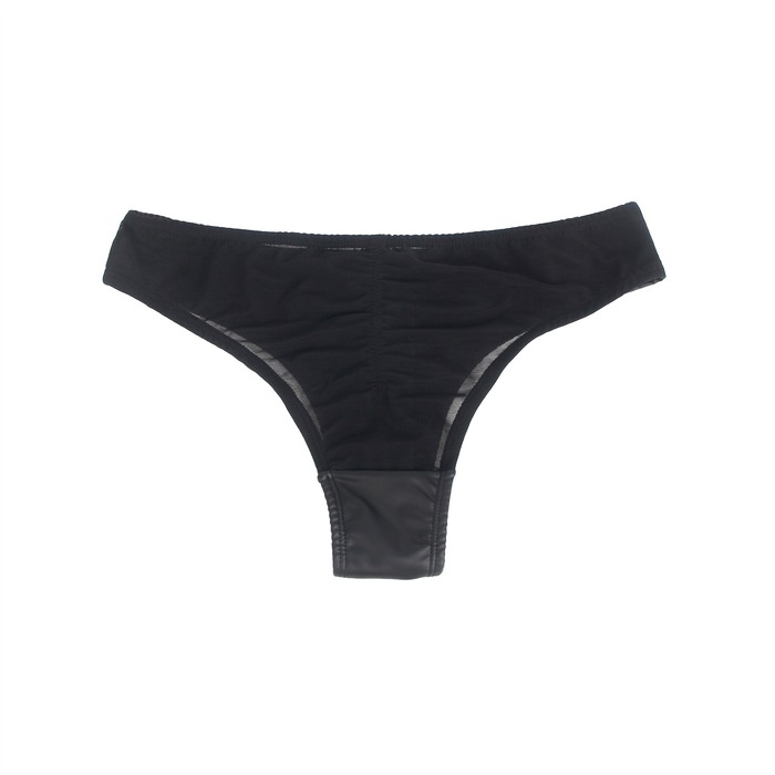 Труси на блискавці StarNight з екошкіри, чорні, S