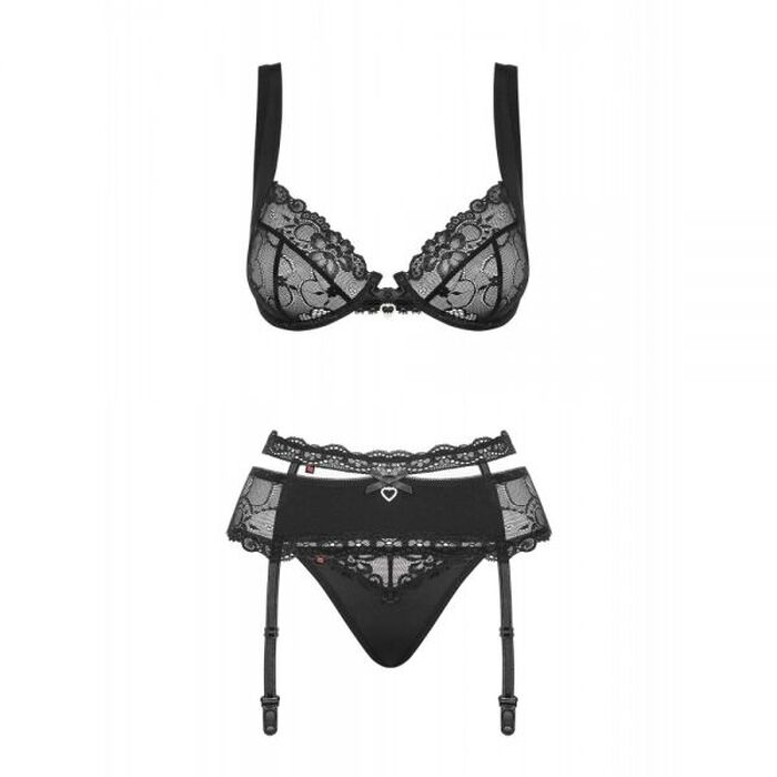 Комплект Obsessive Heartina 3 pcs set black S/M