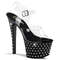 Босоніжки Pleaser Stardust-708 на підборах 7 дюймів, 2 3/4 дюйма з шипами R/S та ремінцем на щиколотці, прозорі/чорні