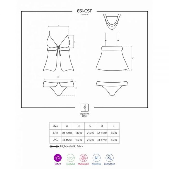 Комплект новогодний 4 предмета Obsessive 851-CST-3 красный, L/XL