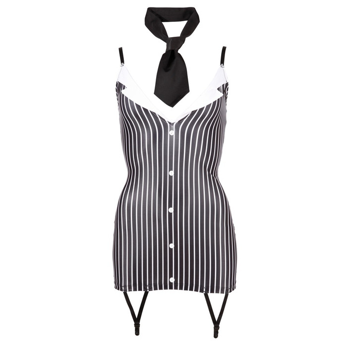 Костюм секретарки у смужку Cottelli Collection з 2 предметів, чорно-білий, М