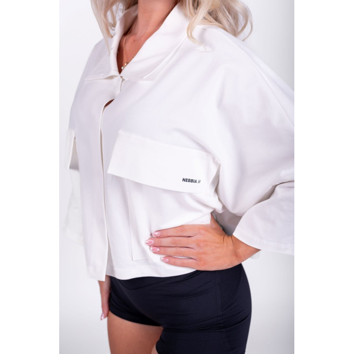 Сорочка Nebbia Boxy Cropped Shirt With Pockets White 598 UNI