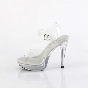 Босоножки Cocktail-508MG, каблук 5 дюймов, ремешок на щиколотке 1 дюйм, с мелкими блестками, прозрачные