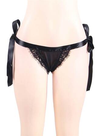 Мереживні трусики Star Night з відкритим доступом, чорний XS-S