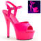Босоніжки Pleaser Kiss-209UV на підборах 6 дюймів, з ремінцем на щиколотці 1 3/4 дюйма, рожеві