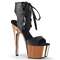 Босоножки Pleaser Adore-700-14, каблук 7 дюймов, 2 3/4 дюйма, шнуровка спереди, чёрная искусственная кожа/розовое золото