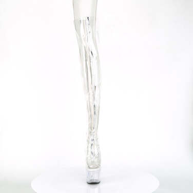 Сапоги Adore-3021, каблук 7 дюймов, высота ботинка 2 3/4 дюйма, открытый носок, молния сзади, серебристо-прозрачный цвет