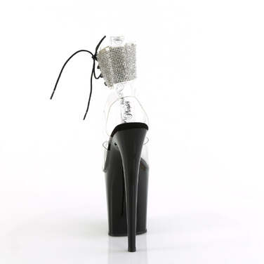 Босоножки Flamingo-891-2RS *Каблук 8 дюймов, 4-дюймовая манжета на щиколотке, украшенная стразами, прозрачный/черный