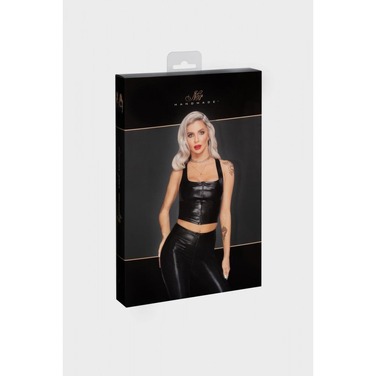 Топ эротичный виниловый со змеиным тиснением M F275 Noir Handmade, черный