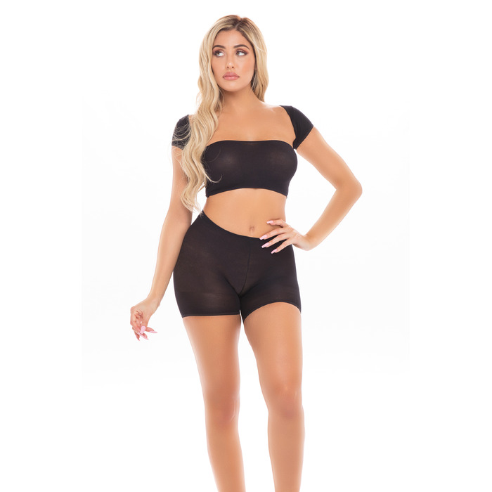Комплект из 3-х предметов: шорты, бандо и болеро, Pink Lipstick, черный, One Size