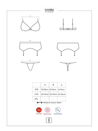 Комплект Obsessive Lividia 3 pcs set red S/M