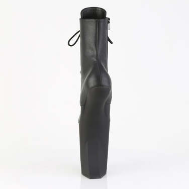 Ботинки Bewitched-1020, без каблука высотой 9 дюймов, с 4-дюймовым PF-замком, шнуровкой спереди, внутренней молнией, чёрная искусственная кожа/чёрный матовый цвет