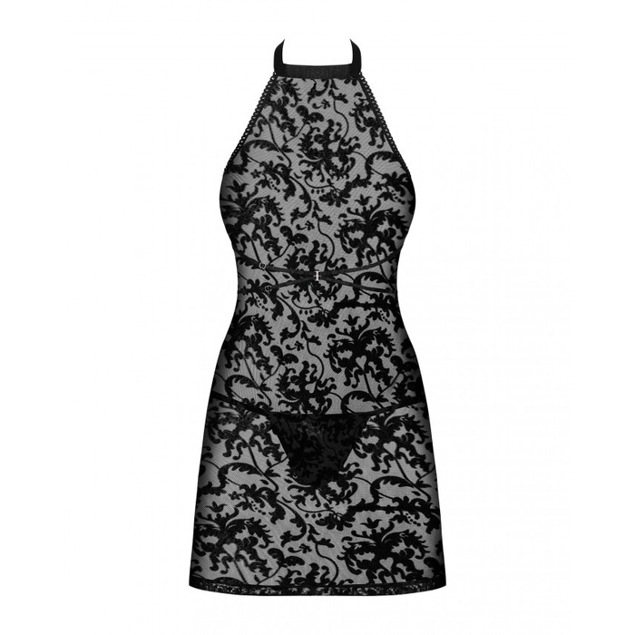 Пеньюар C трусиками Obsessive Softily chemise Black S\M