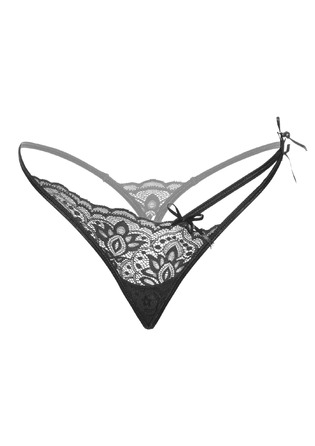 Стринги кружевные с акцентными шлейками по одной стороне Daring Intimates Gina черный, S/M