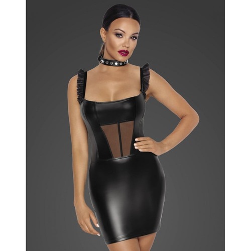 Сукня з вінілу із сітчастими вставками Noir Handmade F257 чорна, S