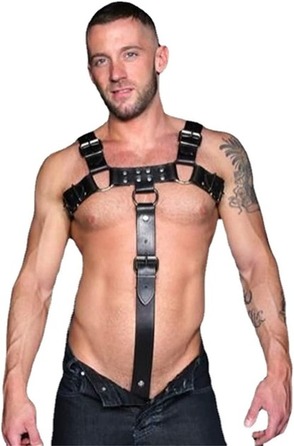 Сбруя мужская с кольцом на пенис РТ3 черная (Кожа)