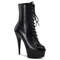 Чоботи Pleaser Boots Delight-1020 6 дюймів на шнурівці PF, чорні шкіряні, з блискавкою збоку