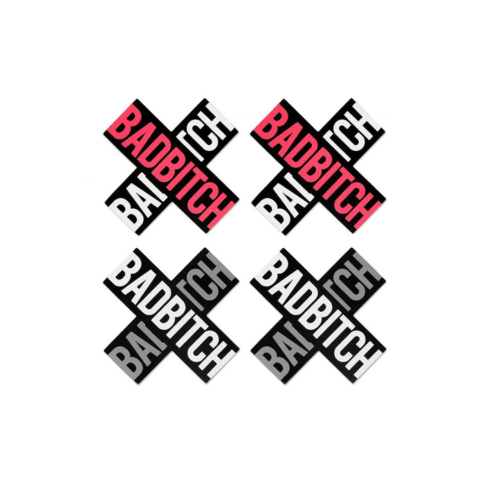 Пестисы Peekaboos черные с белой и красной надписью 'ВАD ВІТСН' 2 пары