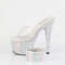 Шльопанці Pleaser Bejeweled-712RS на підборах 7 дюймів, 2 3/4 дюйма, оздоблені шльопанці на щиколотці з манжетою PF RS, прозорі/сріблясті