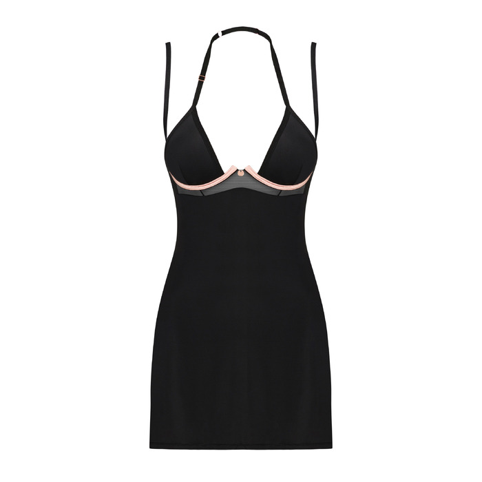 Комплект Obsessive Selinne жіноча сорочка з подвійними бретелями та стрінги, чорний, M/L