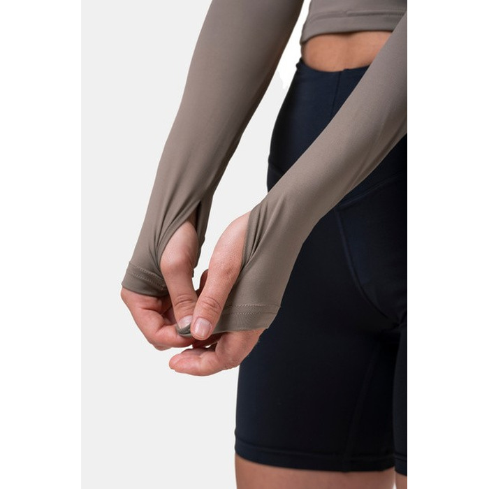 ТОП LONG SLEEVE THUMBHOLE SPORTY CROP TOP MOCHA 585