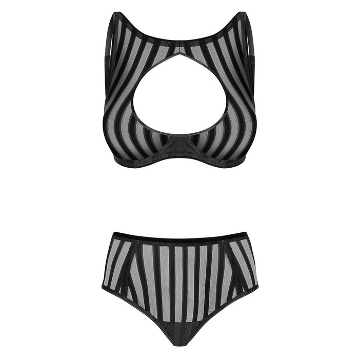 Комплект Noir Handmade бюстгальтер с высокой горловиной и трусики, черный, XL