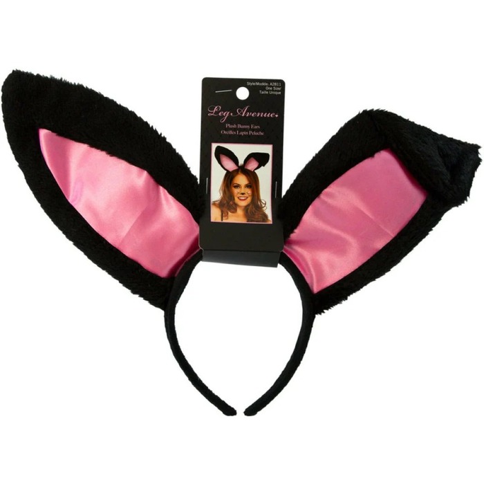 Ушки кролика One Size Plush Bunny Rabbit Ears Headband от Leg Avenue, розово-черные