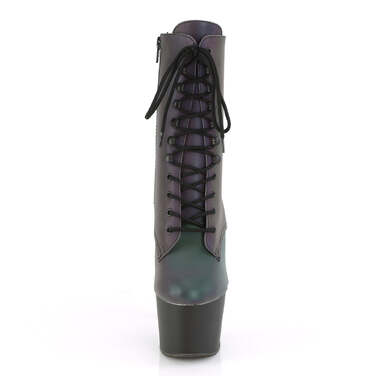 Ботинки Adore-1020REFL *Каблук 7 дюймов, 2 3/4 дюйма, шнуровка, боковая молния, зелёно-чёрный