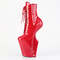 Чоботи Pleaser Boots Worship-1020 без підборів, 10 дюймів, зі шнурівкою спереду 4 3/4 дюйма, червоні