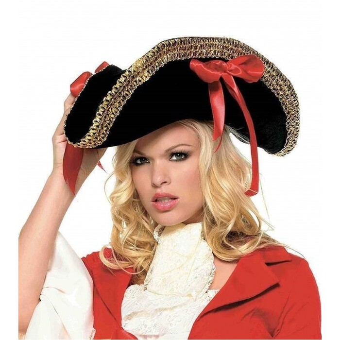 Пиратская шляпа Pirate Hat with Gold Trim от Leg Avenue, черная